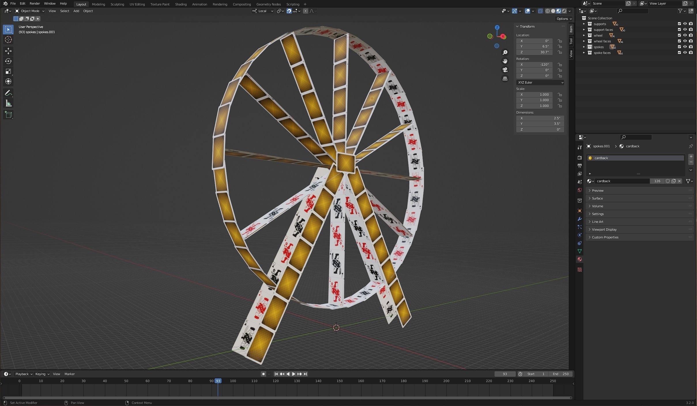A 3D display of the ferris wheel model in the game.
