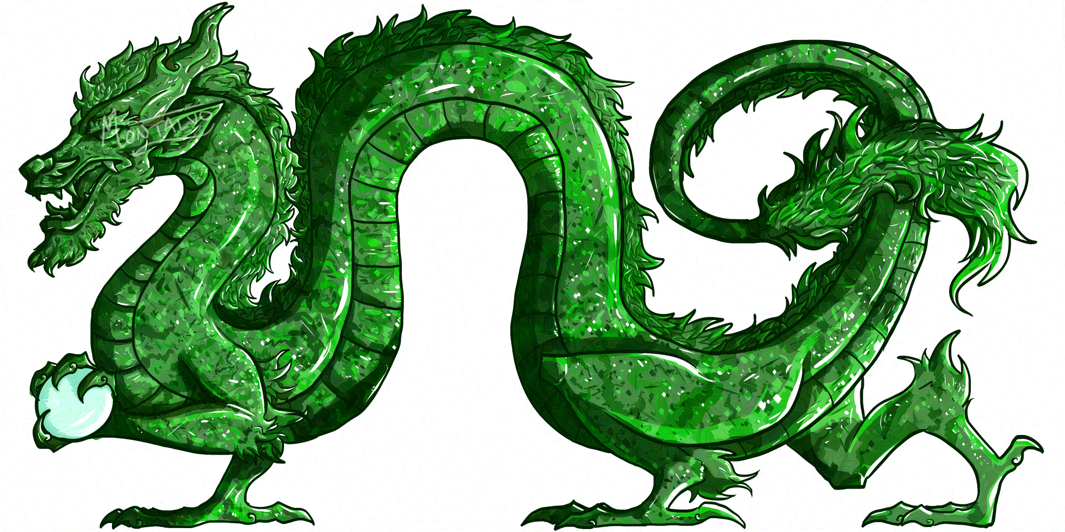 An illustration of a jade dragon statue.'