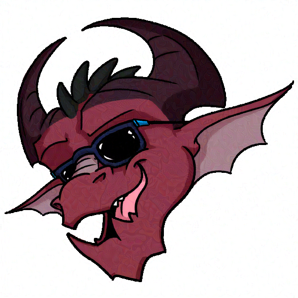 A static image of the dragon in sunglasses.